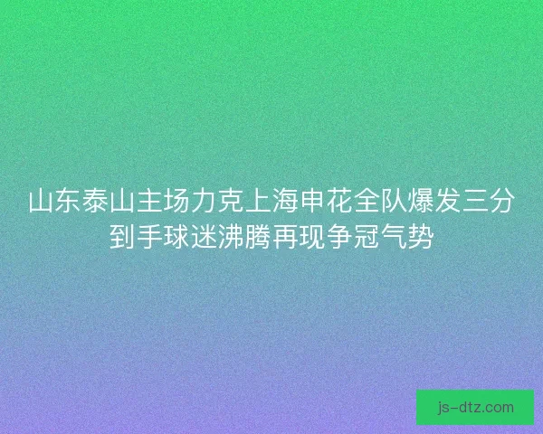 山东泰山主场力克上海申花全队爆发三分到手球迷沸腾再现争冠气势