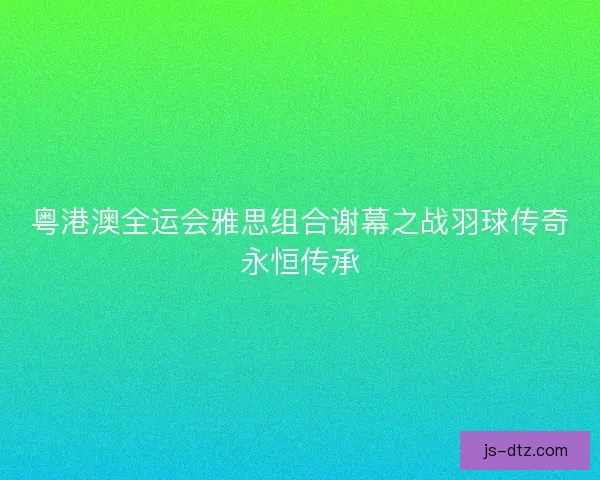 粤港澳全运会雅思组合谢幕之战羽球传奇永恒传承