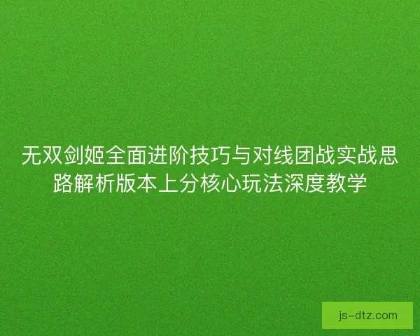 无双剑姬全面进阶技巧与对线团战实战思路解析版本上分核心玩法深度教学 无双剑姬全面进阶技巧与对线团战实战思路解析版本上分核心玩法深度教学